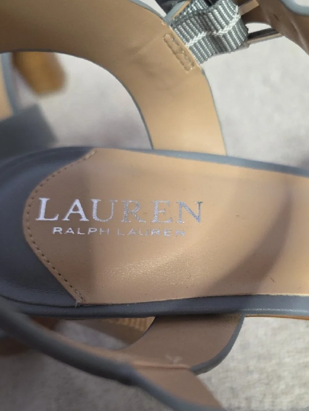 Lauren Ralph Lauren Gray Leather Strappy Ankle Strap Sandals